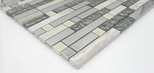 Load image into Gallery viewer, Polished Steel, Natural Stone &amp; Silver Glass Brick Shape Mosaic Tiles (MT0146)
