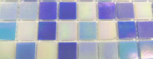 Blue & White Iridescent Mix Glass Mosaic Tiles (MT0142)