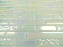 Load image into Gallery viewer, White Iridescent Textured &amp; Plain Glass Mosaic Wall Tiles (MT0172)
