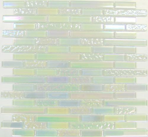 White Iridescent Textured & Plain Glass Mosaic Wall Tiles (MT0172)