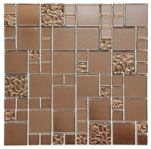 Copper Lava & Plain Glass Mosaic Tiles (MT0197)