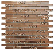 Load image into Gallery viewer, Copper Lava &amp; Plain Glass Brick Mosaic Tiles (MT0198)
