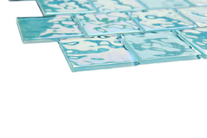 Sample of Blue Iridescent Unicorn Glass Mosaic Tiles (MT0203)