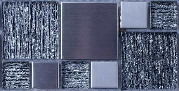Sample of Silver Glass & Brushed Steel Mosaic Tile (MT0150)