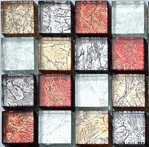 Sample of Autumn Foil Glass Mosaic Tiles Sheet (MT0091)