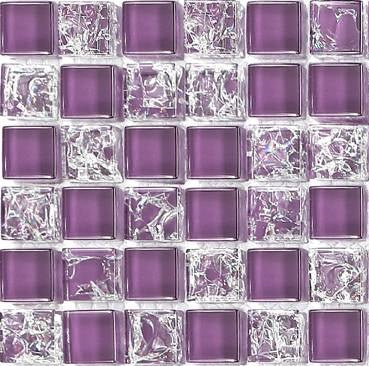 Sample of Crackle & Plain Purple Glass Mosaic Tiles Sheet (MT0070)