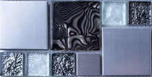 Load image into Gallery viewer, Sample of White &amp; Silver Glass with Steel Bathroom Kitchen Mosaic Tile (MT0164)
