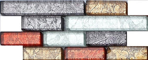 Autumn Linear Brick Foil Glass Mosaic Tiles (MT0094)