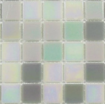 Sample of Grey & White Mix in Iridecsent Glass Mosaic Tiles Sheet (MT0167)