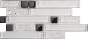 Sample of Superwhite Plain & Crackle and Silver Glass Brick Shape Mosaic Tile (MT0139)