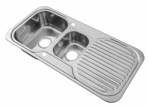 1000 x 480mm Polished Reversible 1.5 Bowl Stainless Steel Inset Sink (E01) & Accesories